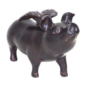 Flying Pig Statue 7x3x5.5 | Whimsical Home Decor Accent
